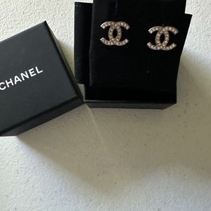 Silver Stud Earrings CHANEL AUTHENTIC